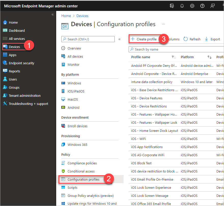 Creating the configuration profile to enable SSO within Firefox via Intune.