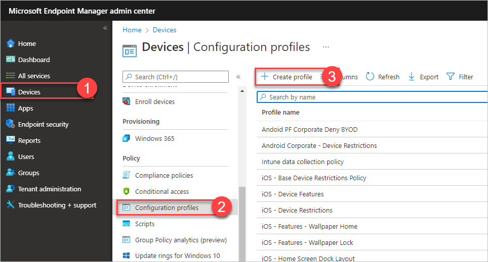 Creating the configuration profile for Intune to manage google chrome.